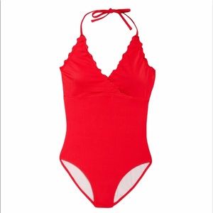 Old Navy Lettuce Edge Red Swimsuit Bathing Suit L